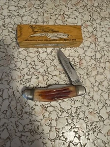 Parker Eagle Brand Genuine Pick Bone Stag Handle Three Blade Pocket Knife M103 - Picture 1 of 10