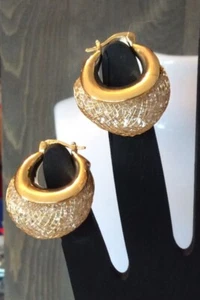 NEW Luxury Zircon Geometric Ear Buckle Pierced Earrings Gold over 925 SS - Picture 1 of 5