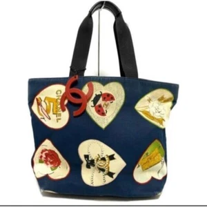CHANEL Valentine's Day Collection Limited Tote Bag Rare Dark Navy Ivory From JPN - Picture 1 of 4
