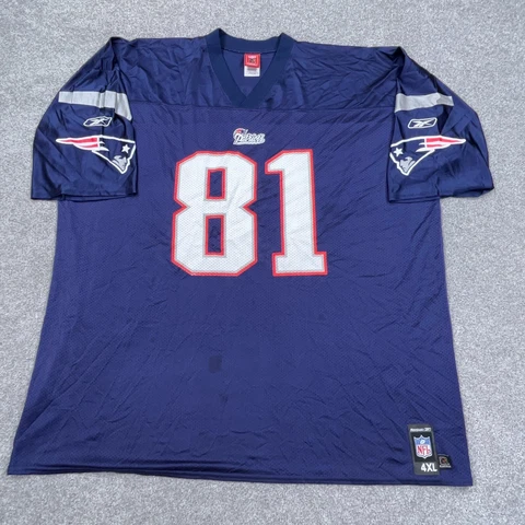 Vintage New England Patriots Jersey Men 4Xl Blue Randy Moss Shirt Brady Adult * Cover