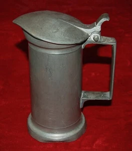 Antique Pewter DEMI LITRE Measuring Tankard 1850 MULOT in CAEN France VERY RARE! - Picture 1 of 9