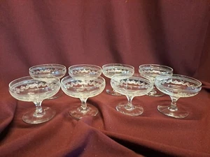 Antique Fostoria Needle Etched Cloverleaf Sherbets - 2.75" - Paneled - Set of 6 - Picture 1 of 16