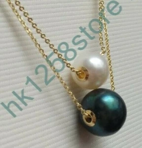 Pearls Vintage South Sea 8-9mm White 9-10mm Black Single Strand 17" 1940s - Picture 1 of 7