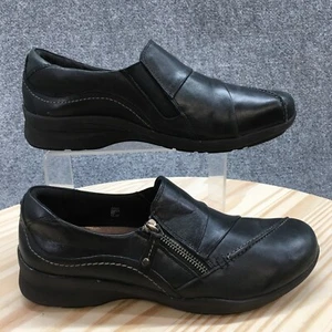 Earth Shoes Womens 9 B Anise Loafers Zip Up Comfort Black Pleated Leather - Picture 1 of 17