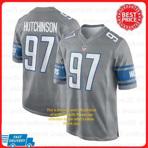 Aidan Hutchinson #97 Detroit Lions 2023-24 Season Silver Print Jsy All Size Cover