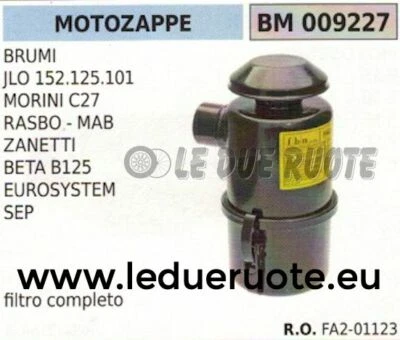 BRUMAR FA201123 FILTRO ARIA COMPLETO MOTOZAPPA BRUMI MORINI C27 BETA B125 EUROSYSTEM