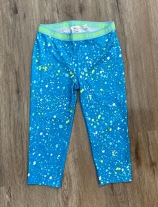 Under Armour Capri Leggings Girls Youth X Large HeatGear Blue/Green Neon Big Kid - Picture 1 of 4