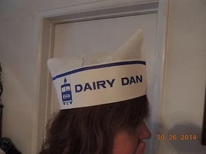 10 VINTAGE 40's-50s "DAIRY DAN" ICE CREAM MAN PAPER HAT CAP MILKMAN "PARTY TIME" - Picture 1 of 6