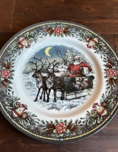 Royal Stafford Weihnachtsschlitten Hirsch Speiseteller 2er Set Neu Weihnachten - Bild 1 von 2