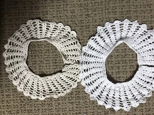 2 Vintage Hand Crocheted Dress Collars White Knitted Accessories Fashion - Picture 1 of 3