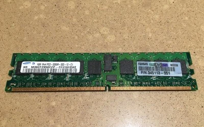 345113-951 HP PC2-3200 1GB MEMORY 400MHz DDR2 CL3 ECC DIMM Samsung, HP 7Q05A5 - Image 1 of 2