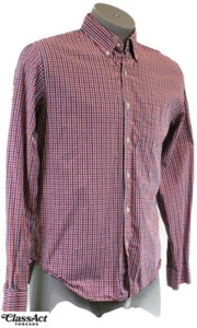 Brooks Brothers Shirt Mens Large Red Blue Cotton Checked Sz L - Picture 1 of 4