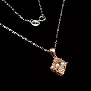 Unheated Round Pink Morganite 6mm Simulated Cz 925 Sterling Silver Necklace 18 - Picture 1 of 10