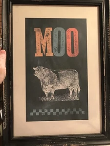 Moo/Bull Distressed gerahmtes Bild (ohne Glas) - NEU - Bild 1 von 4