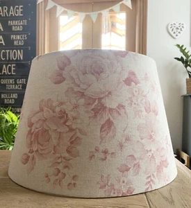 MADE TO ORDER LAMPENSCHIRM ROSA NATÜRLICHES LEINEN VERBLASSTE ROSEN STOFF TROMMEL ODER KONISCH - Bild 1 von 8
