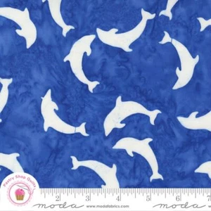 BEACHY BATIKS 4362 14 Blue  DOLPHINS  MODA BATIKS Quilt Fabric - Picture 1 of 4