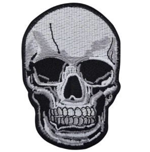 Large Human Skull Applique Patch - Homo Sapiens Head Skeleton Badge 4" (Iron on) - Picture 1 of 1