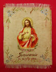 Antique 1910 Jesus Cloth Holy Card Jesus Sacred Heart Fabric Card Souvenir Rare