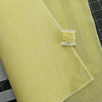 Hand Dyed Cross Stitch Aida Fabric 18 count 16"x13" Yellow Lemon Cotton Cloth #7 - Image 1 of 4