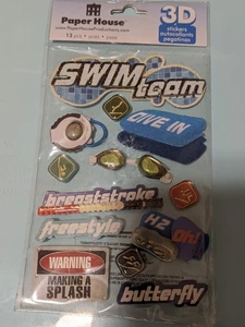 Paper House 3D Swim Team Sticker Set 13-Piece - Picture 1 of 1