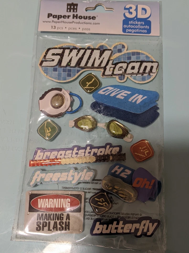 Paper House 3D Swim Team Sticker Set 13-Piece - Image 1 of 1