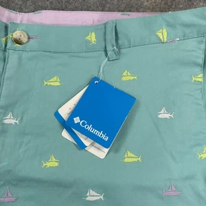 Columbia PFG Shorts Mens 42 Teal Super Harborside Chino 6 In Inseam FM1086-909 - Picture 1 of 15