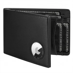 Herren Geldbörse mit AirTag Halter, Doppelfaltung Vollnarbenleder AirTag Geldbörse mit... - Bild 1 von 6