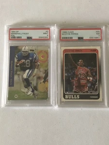 Lot Of Two Legends Scottie Pippen RC And Marshalll Faulk RC PSA 9 Mint PSA 7 HOF - Bild 1 von 2