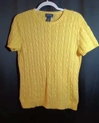 Jones New York Signature Yellow Medium Short Sleeve Sweater Mercerized Cotton - Image 1 of 4