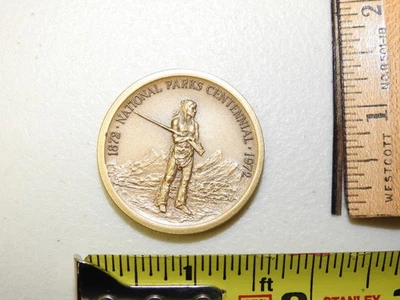 Medallón de bronce 1972 Grand Teton National Park recuerdo indio nativo americano Foto 1 de 4