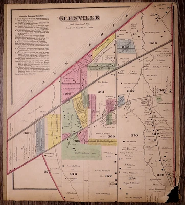 1874 Plat Map ~ Glenville, Cuyahoga County, Ohio / Gates Mills (14x15)-#21 - Image 1 of 2