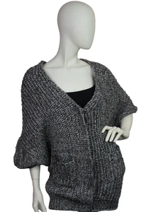Philosophy Blues Original Wollmischung grau & gold Fleck langer Strick Cardigan - Small - Bild 1 von 8