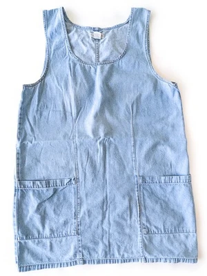 Womens ExtraLarge CHEROKEE Blue Denim Sleeveless Dress Front Pockets - Image 1 of 4