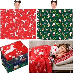 4 Pcs Christmas Throw Blanket 51 x 59 mas Prints Flannel Blanket Plush Holida... - Foto 1 di 6