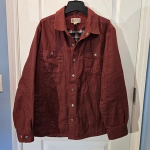 Duluth Trading Co. Cazadora con botones a presión forrada de lana a cuadros talla XL Borgoña - Imagen 1 de 5