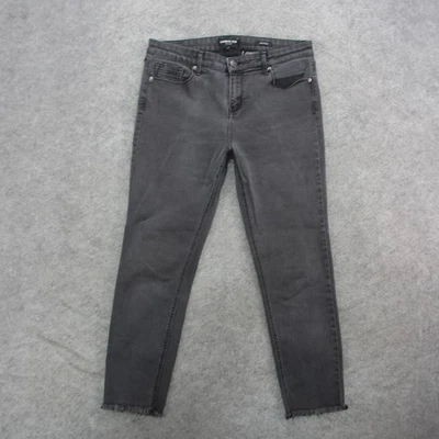 Pantalones de mezclilla elásticos Kenneth Cole Jeans para mujer 12 negros Jess ajustados dobladillo deshilachado Foto 1 de 4