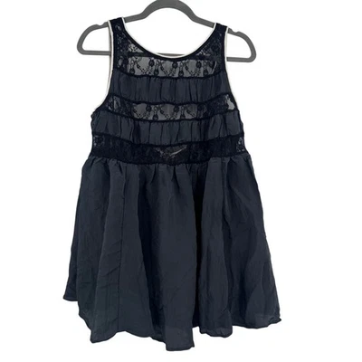 Free People Intimately Womens Medium Black Current Obsession Mini Sleep Dress - Image 1 of 4