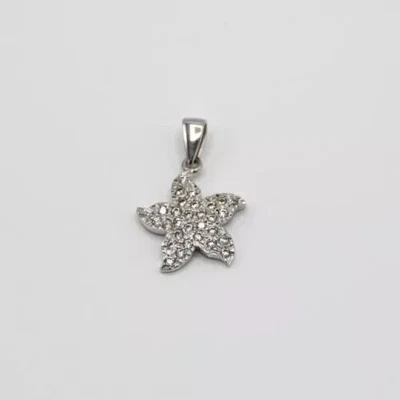 Colgante oro blanco 750 18kt con edelweiss y circones E.168 Foto 1 de 4