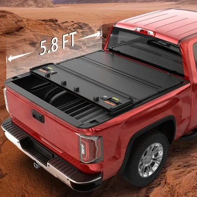 5.8FT Hard Truck Bed Tonneau Cover 4-Fold For 2009-2024 2025 Ram 1500 Alu - Image 1 of 4