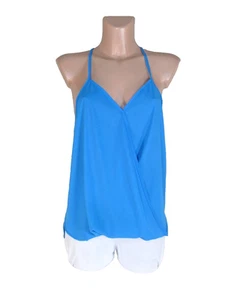 Top azul vibrante ligero y aireado espalda cruzada fluido talla L LILY WHITE 100 % poliéster - Imagen 1 de 6