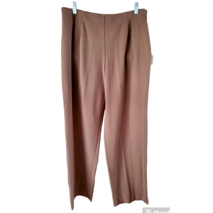 Pantalones de vestir Coldwater Creek marrón tostado acebo pierna ancha recta talla 14 nuevos con etiquetas - Imagen 1 de 5