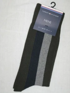 BNWT TOMMY HILFIGER Mens Vertical Stripe Socks Burnt Olive Green Size 6 - 8 - Picture 1 of 2