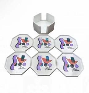 Alice Creation Vintage Coasters Set Of 6 In Holder 80s Postmodern  - Picture 1 of 8