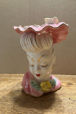 Vintage 1950s Lefton's Lady Head Vase - Japan - PY541 - Glamour Girl - Pink