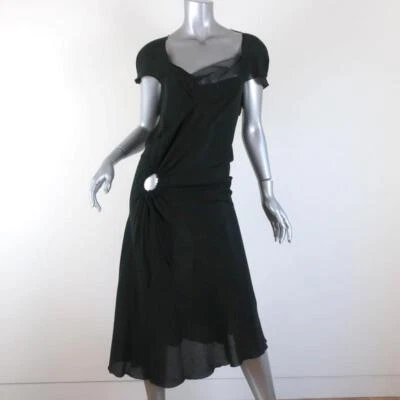 Vestido Roland Mouret Corte Negro Algodón Talla US 8 Asimétrico Midi Foto 1 de 4