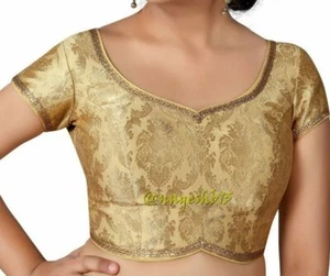 Fertige Sari Bluse, reine Banarasi Brokat Seide Sari Bluse, Designer Bluse  - Bild 1 von 2