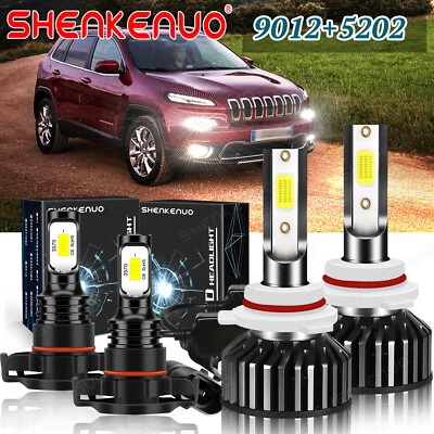 Faro LED brillante 6000K 9012 para Jeep Cherokee 2014 2015 + 5202 bombillas antiniebla Foto 1 de 4