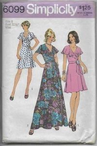 Vintage 70s Simplicity Sewing Pattern 6099, FRONT WRAP DRESS, 2 Lengths, size 8 - Picture 1 of 2