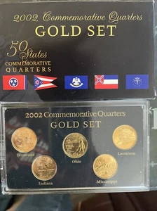 2002 P GOLD 50 STATE COMMEMORATIVE QUARTERS - 5 Coins - No Box & No Case Set 106 - Picture 1 of 1