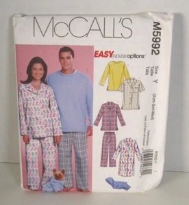 McCall's 5992 Misses, Men, Teen Tops, Nightshirt, Pants XS-M 29 1/2"-36" Pattern - Picture 1 of 3